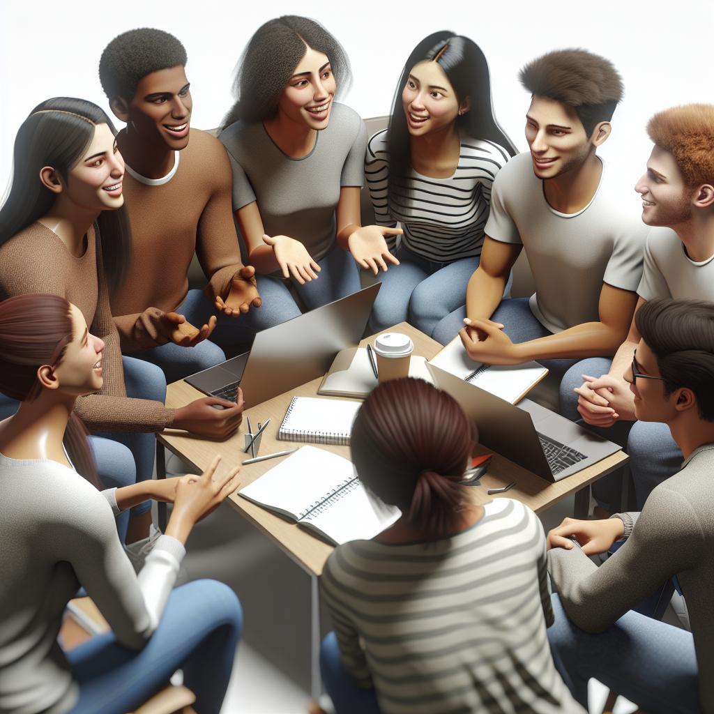 Diverse student group discussion.