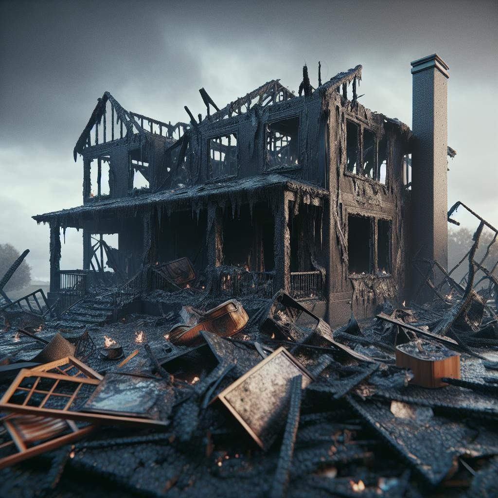 Devastating house fire aftermath