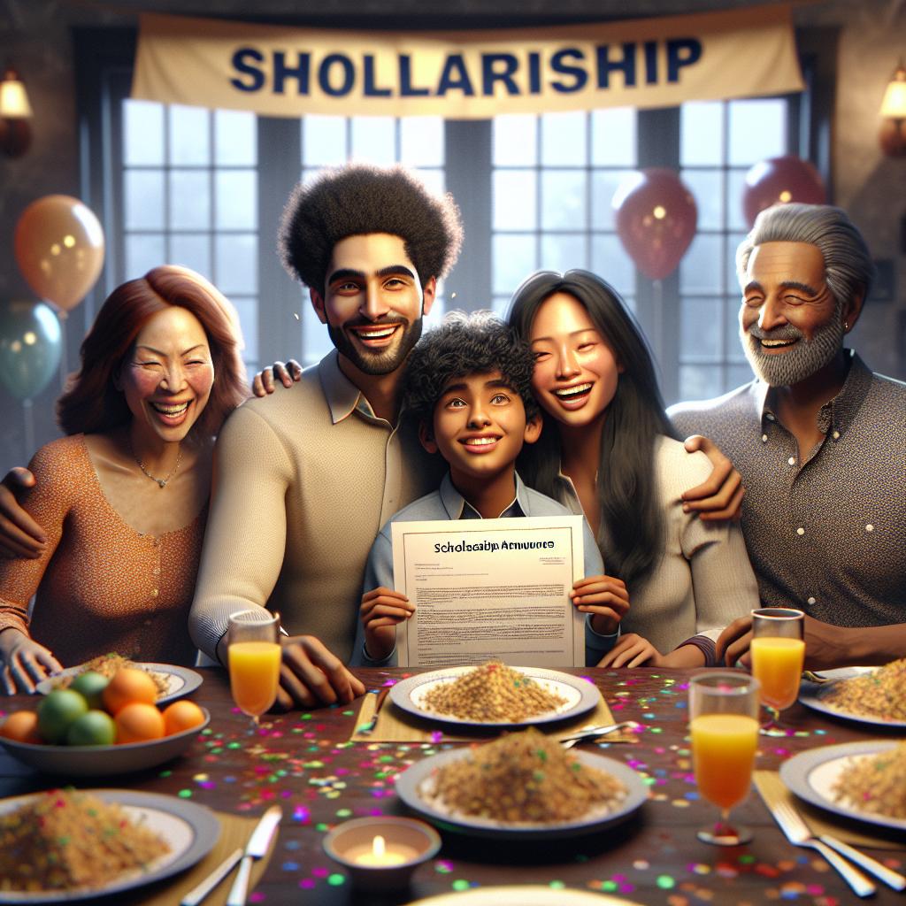 Family scholarship announcement celebration