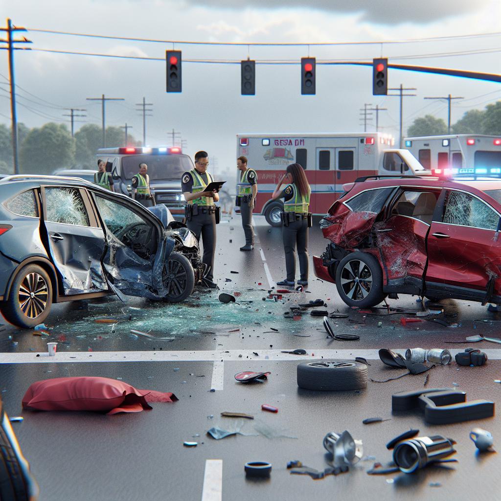 Car accident aftermath scene