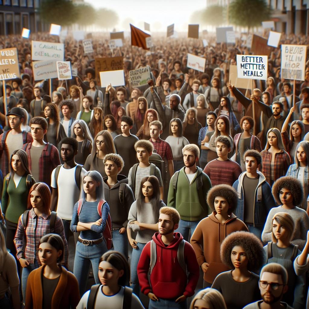 "Students protest for meals"