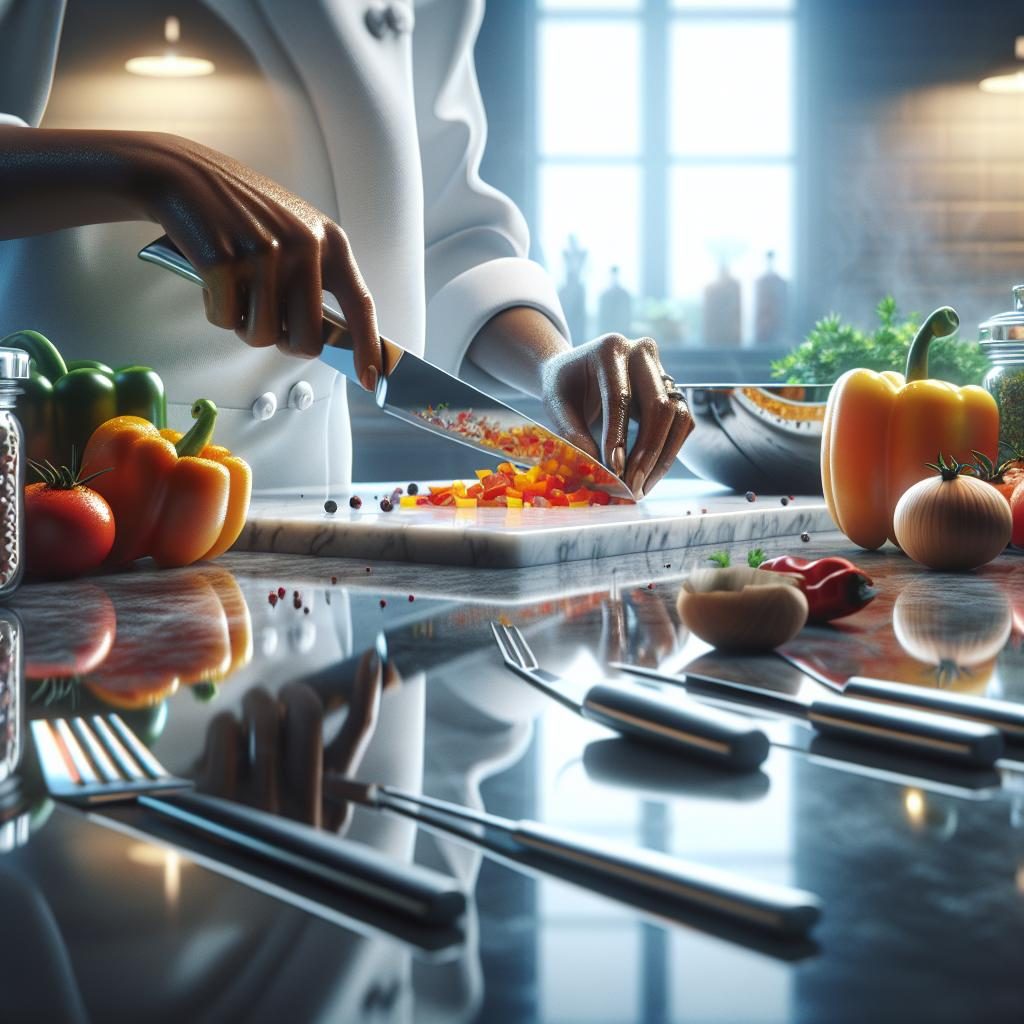 Gourmet food preparation display.