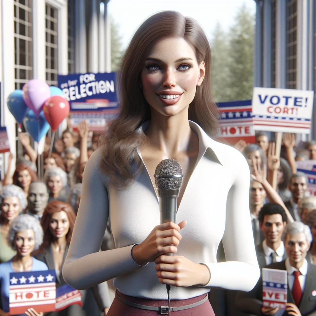 Woman campaigning for re-election