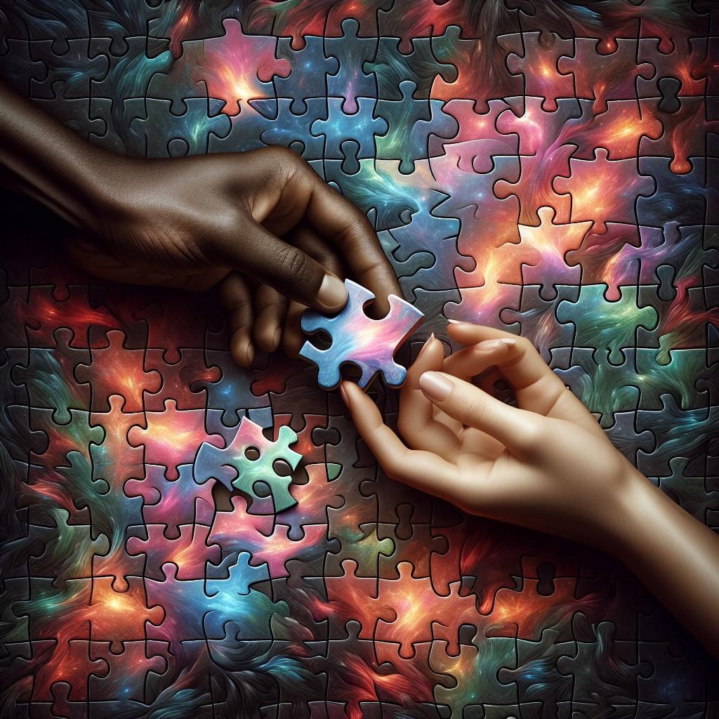 "Supportive hands holding puzzle pieces"