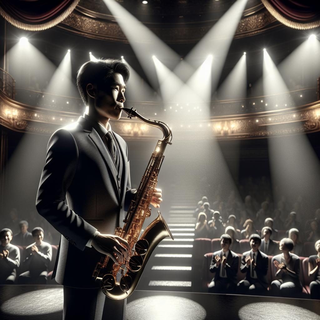 "Saxophonist performing on stage"