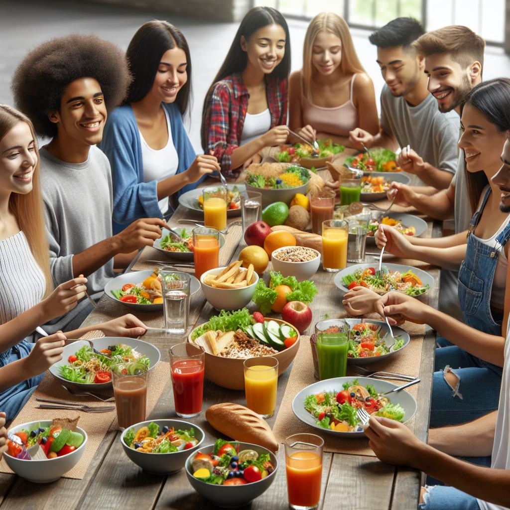 Students enjoying healthy meals