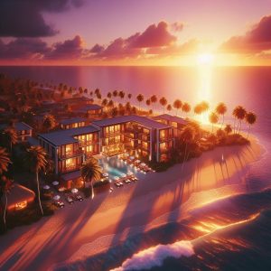 Beachfront Hilton Resort Sunset.