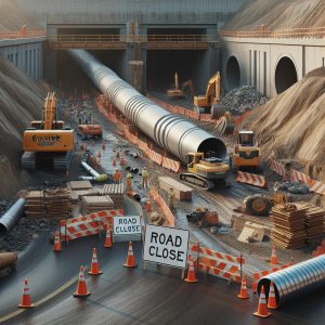 Culvert construction road closure