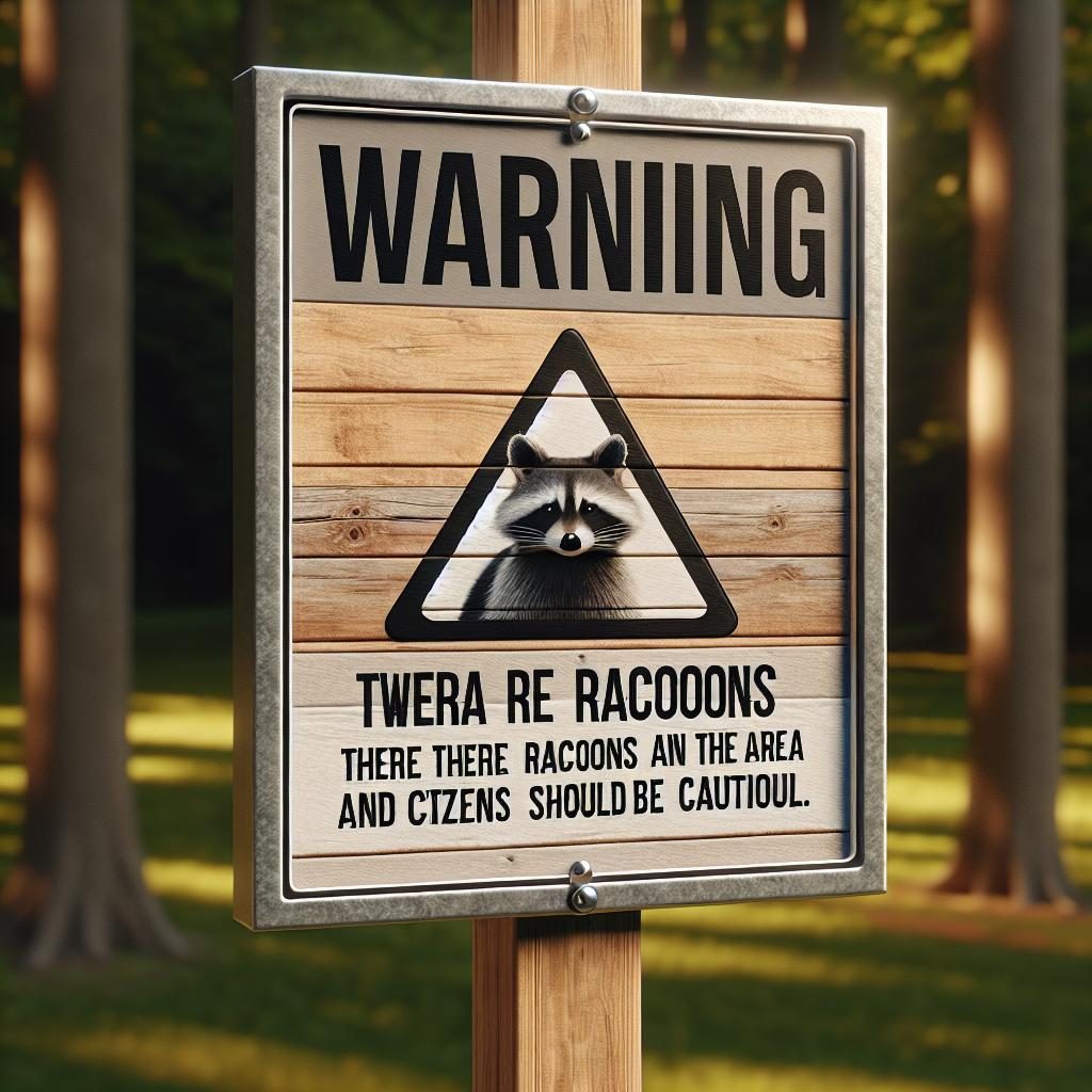 Raccoon warning sign illustration