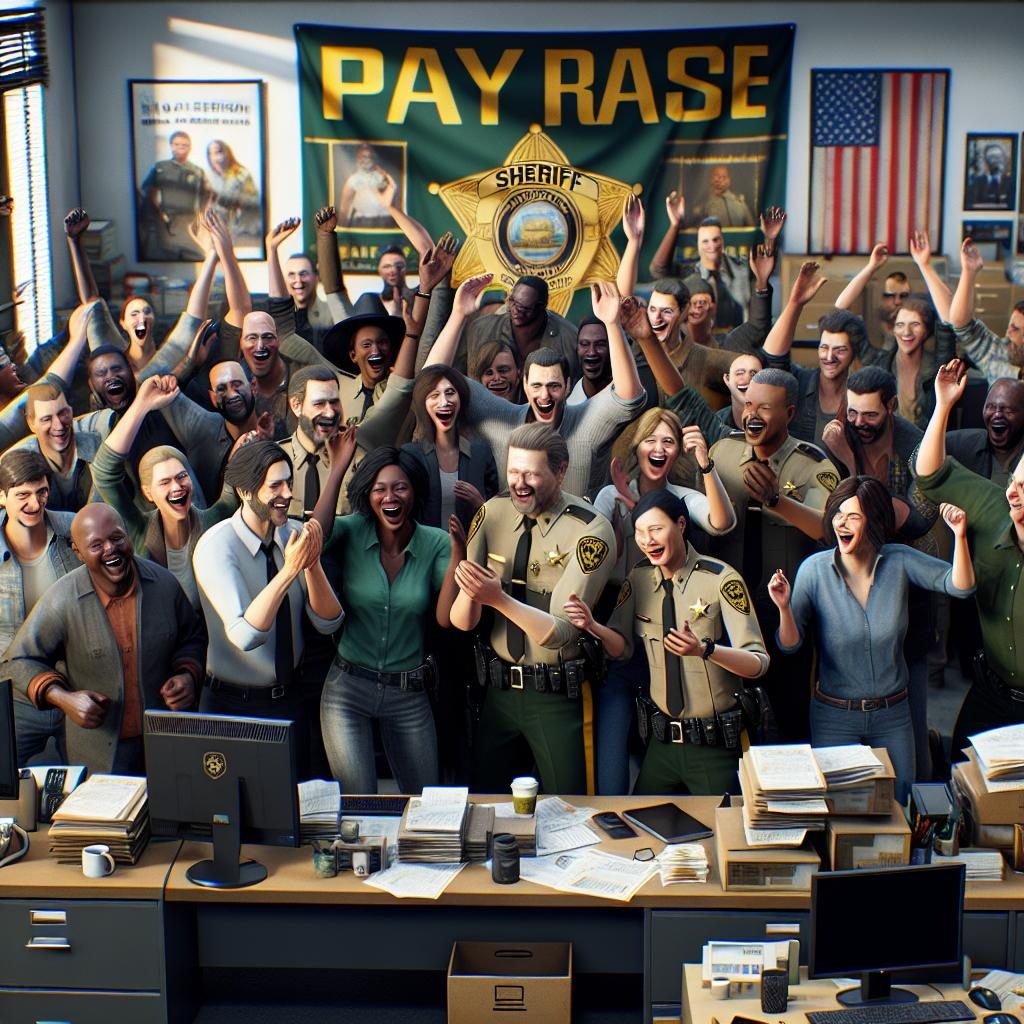 Sheriff employees celebrating pay raise