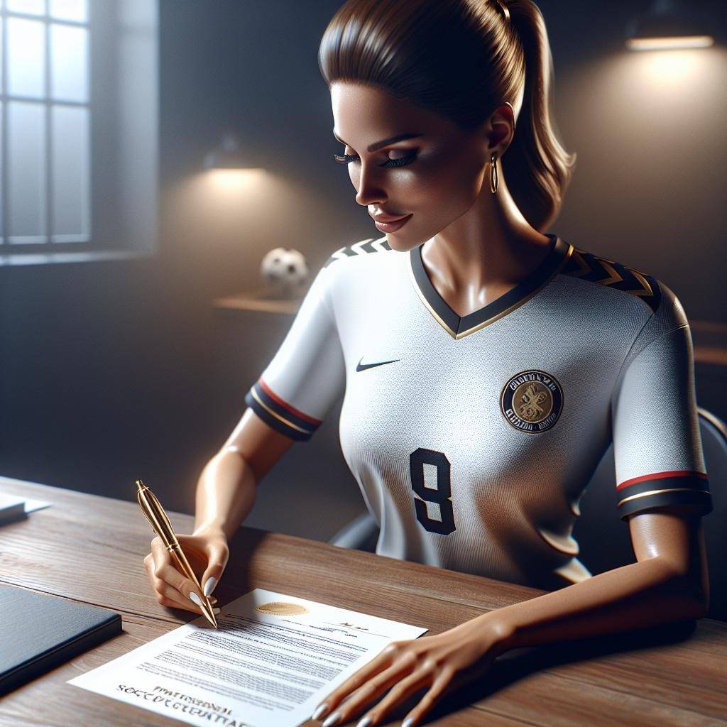 "Soccer player signing contract"