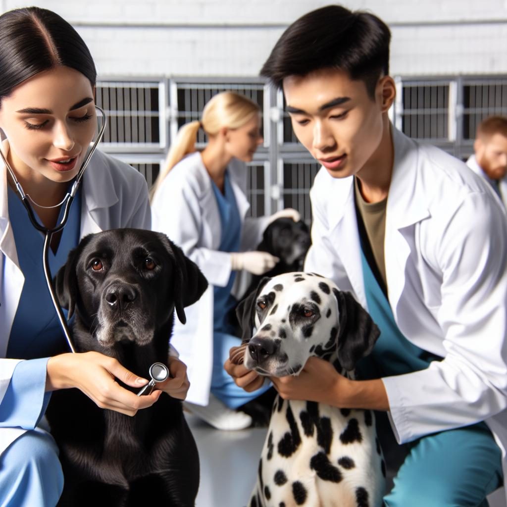 Rescued dogs receiving care