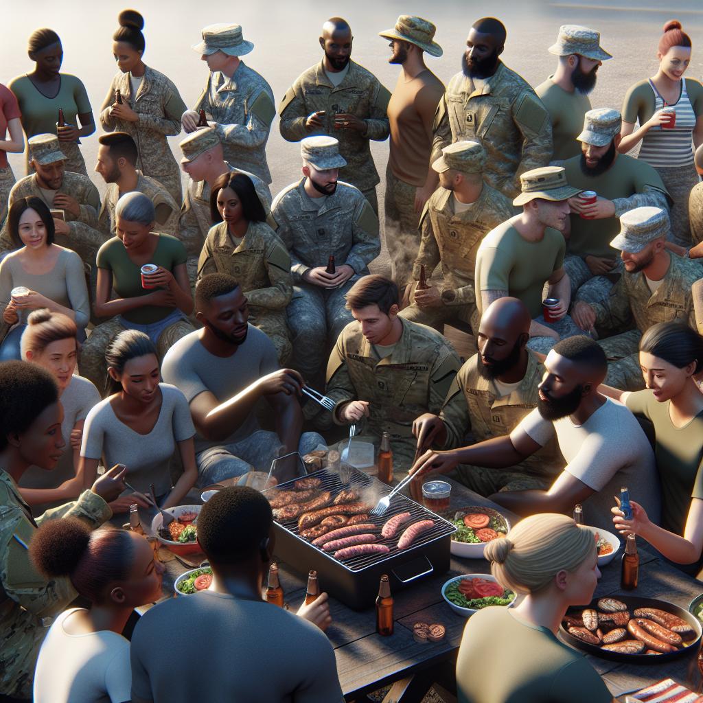 Recruits bonding over barbeque