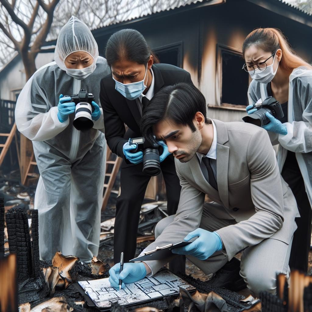 Investigators analyzing charred house