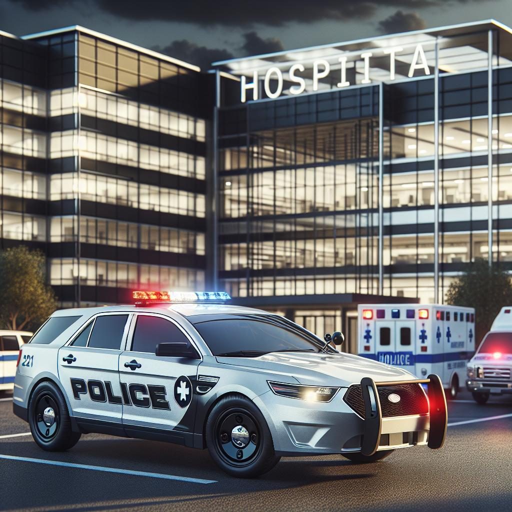 Police car outside hospital