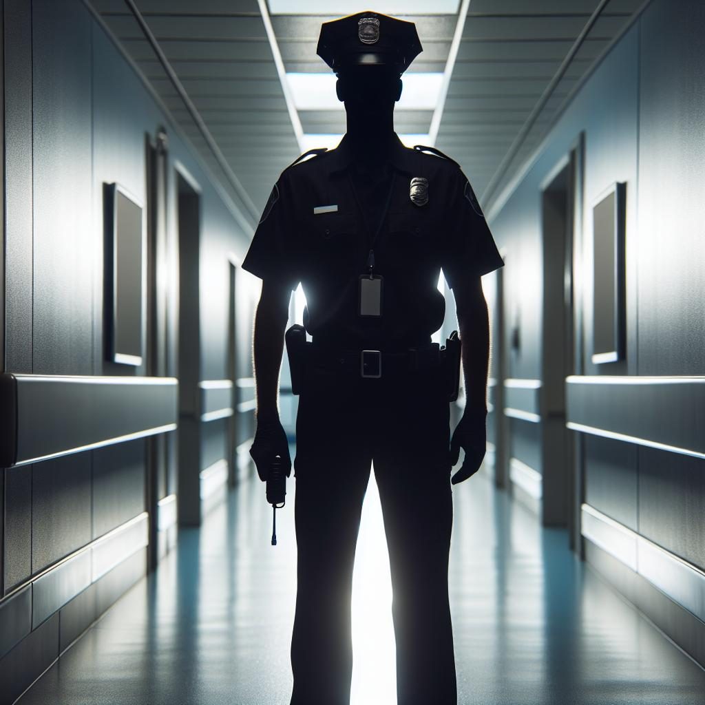 Hospital security officer silhouette