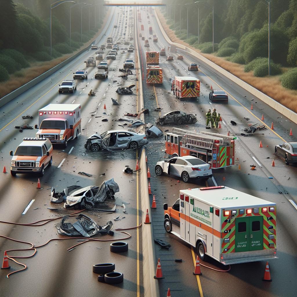 Interstate crash aftermath scene