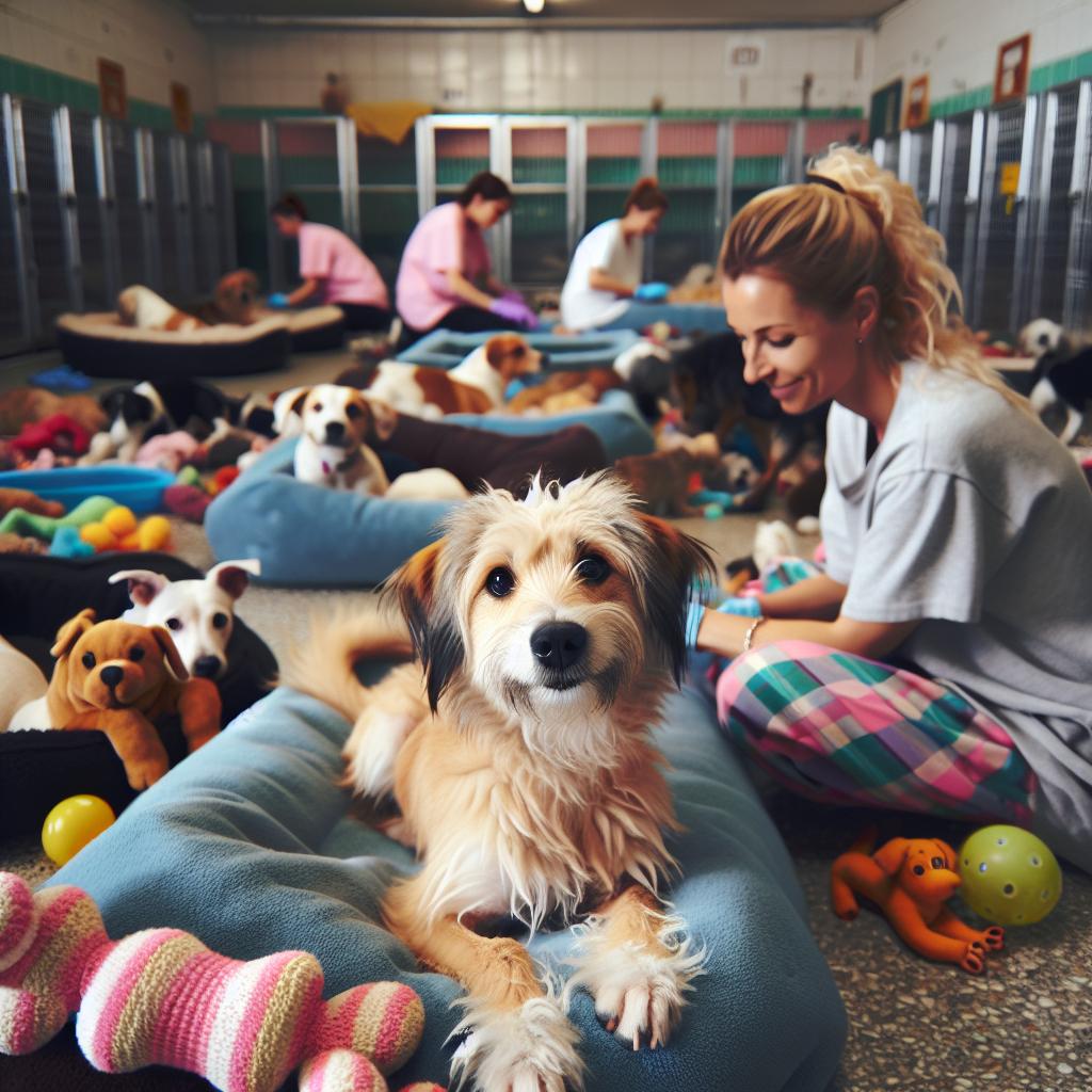 Rescued dogs recovering in shelter