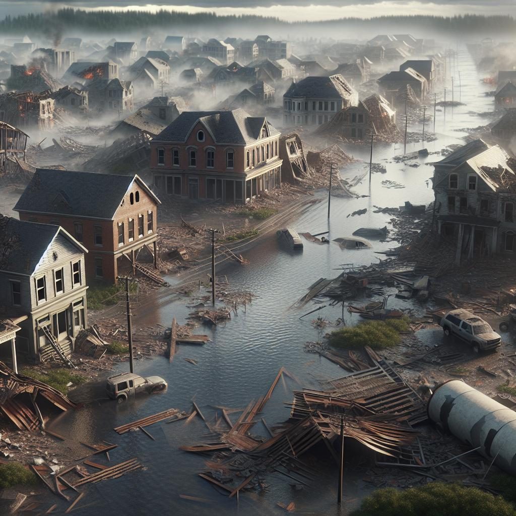 Town After Twin Disasters