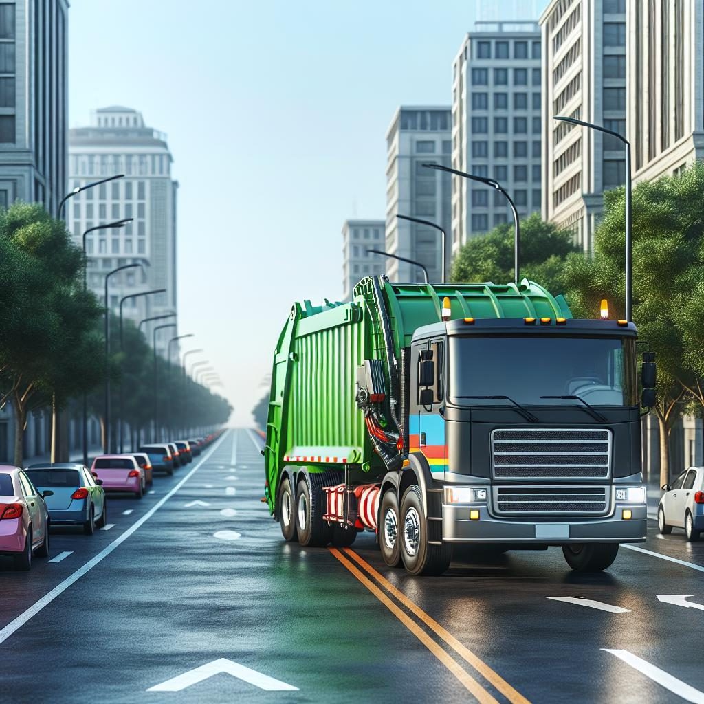 Garbage truck blocking road