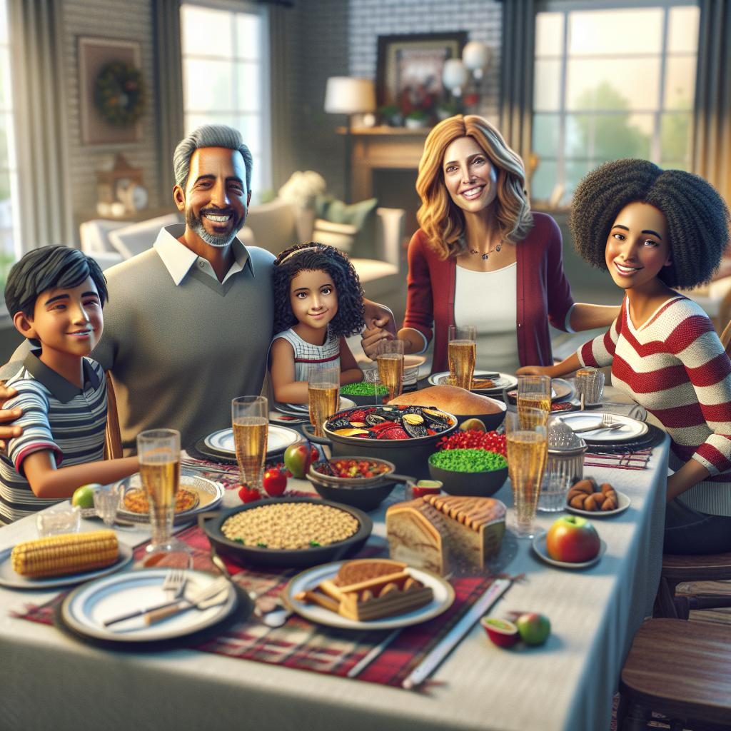 Family enjoying back-to-school dinner