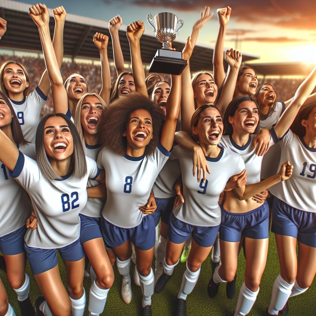 Women's soccer team celebration