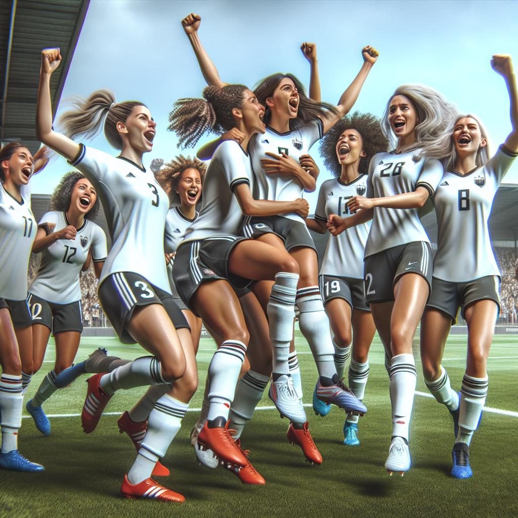 Women's soccer team celebrating