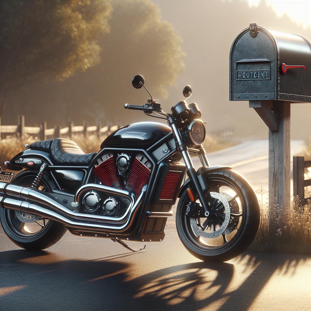 Motorcycle near roadside mailbox