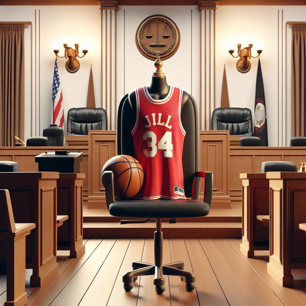 Basketball jersey, courtroom.