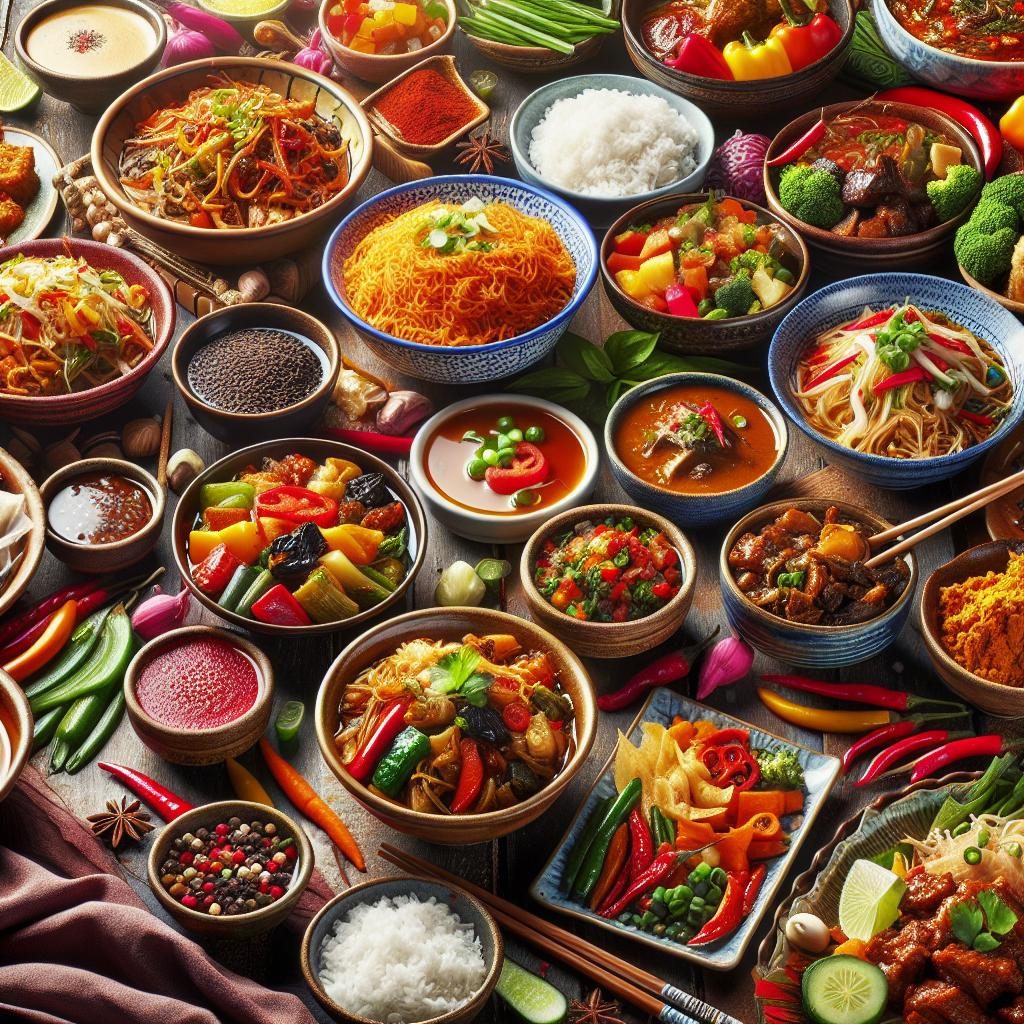 Colorful Asian Dishes