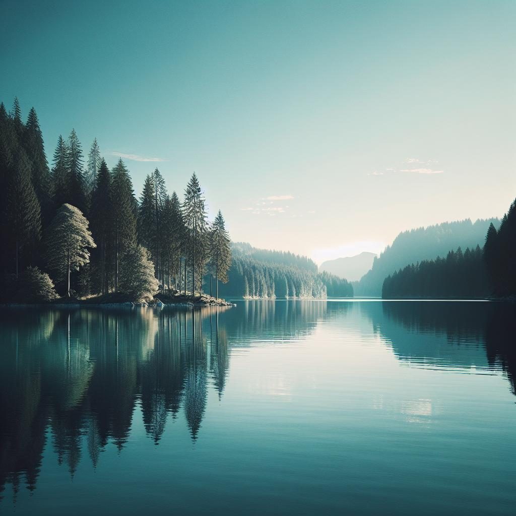 Tranquil lake reflection