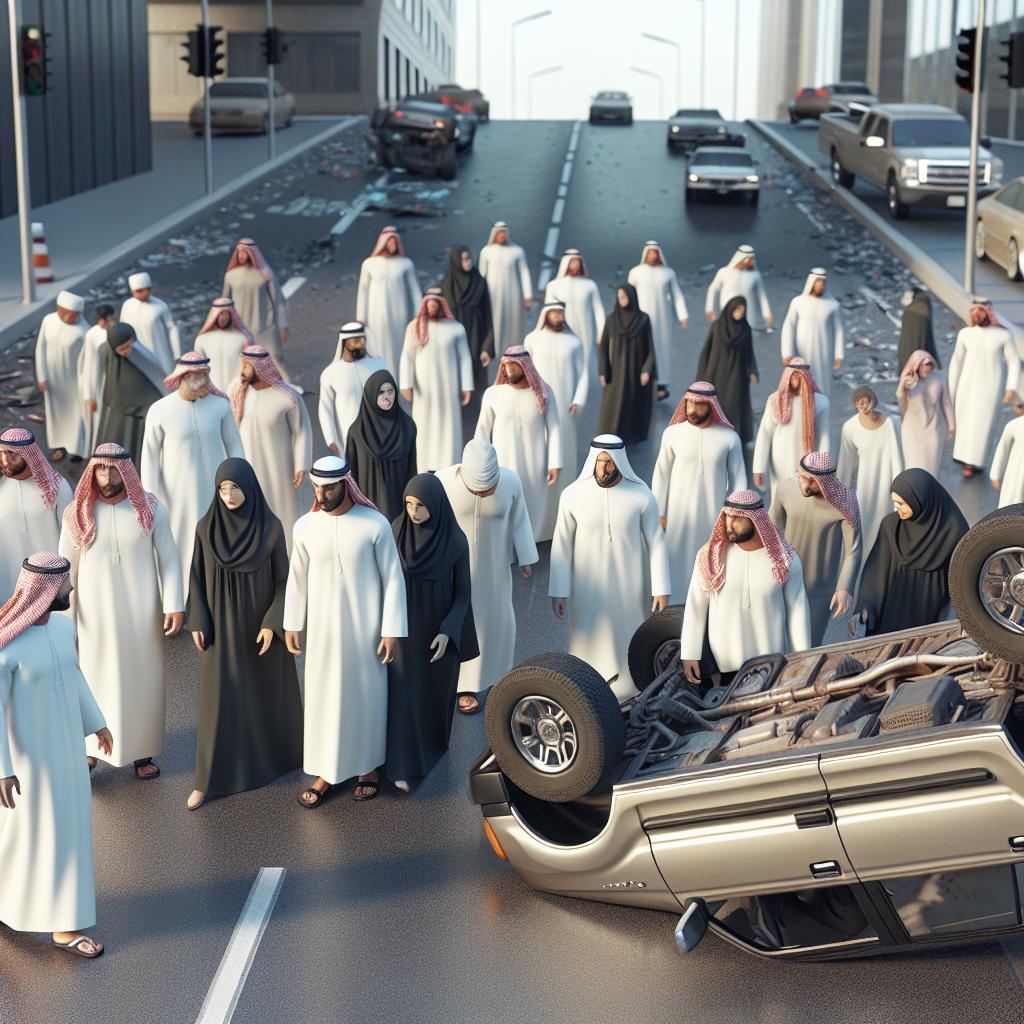 Overturned vehicle intersection