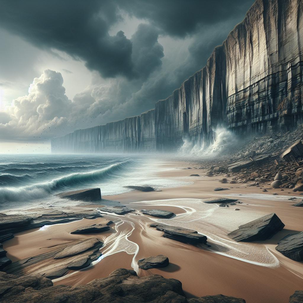 Coastal erosion landscape scene.