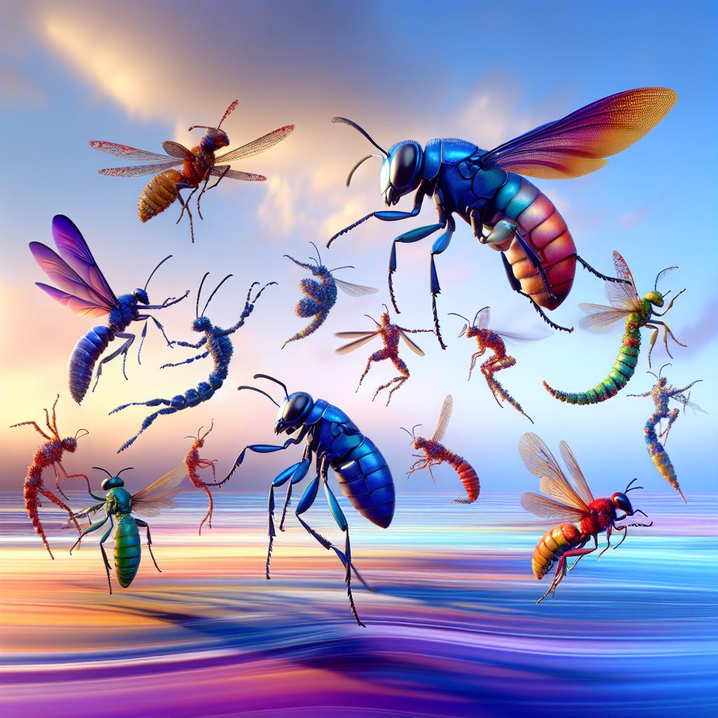 Colorful insect acrobatics