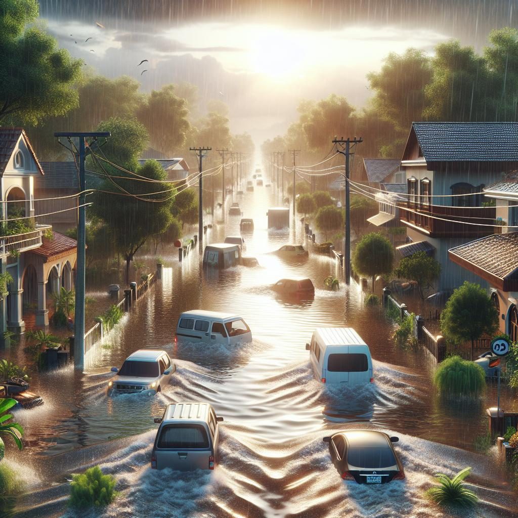 Flooded neighborhood street