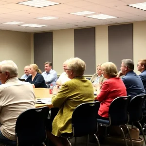 Community members engaging in a lively school board meeting.