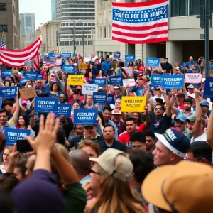 Supporters at a presidential campaign rally in Detroit