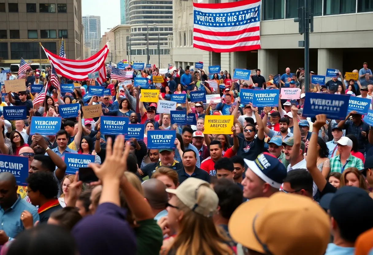 Supporters at a presidential campaign rally in Detroit