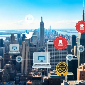 A bustling New York city scene representing digital marketing opportunities