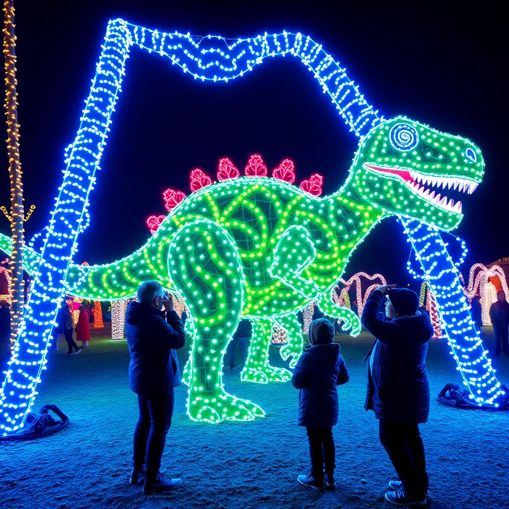 Lexington Family's Dinosaur Holiday Display Becomes Local Sensation