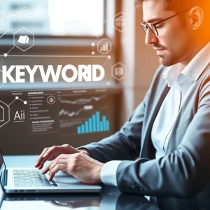 Professional using AI tools for keyword research