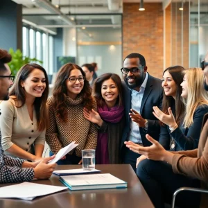 Diverse team discussing marketing strategies