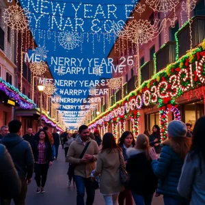 Celebration atmosphere in Columbia, decorated for New Year's Eve