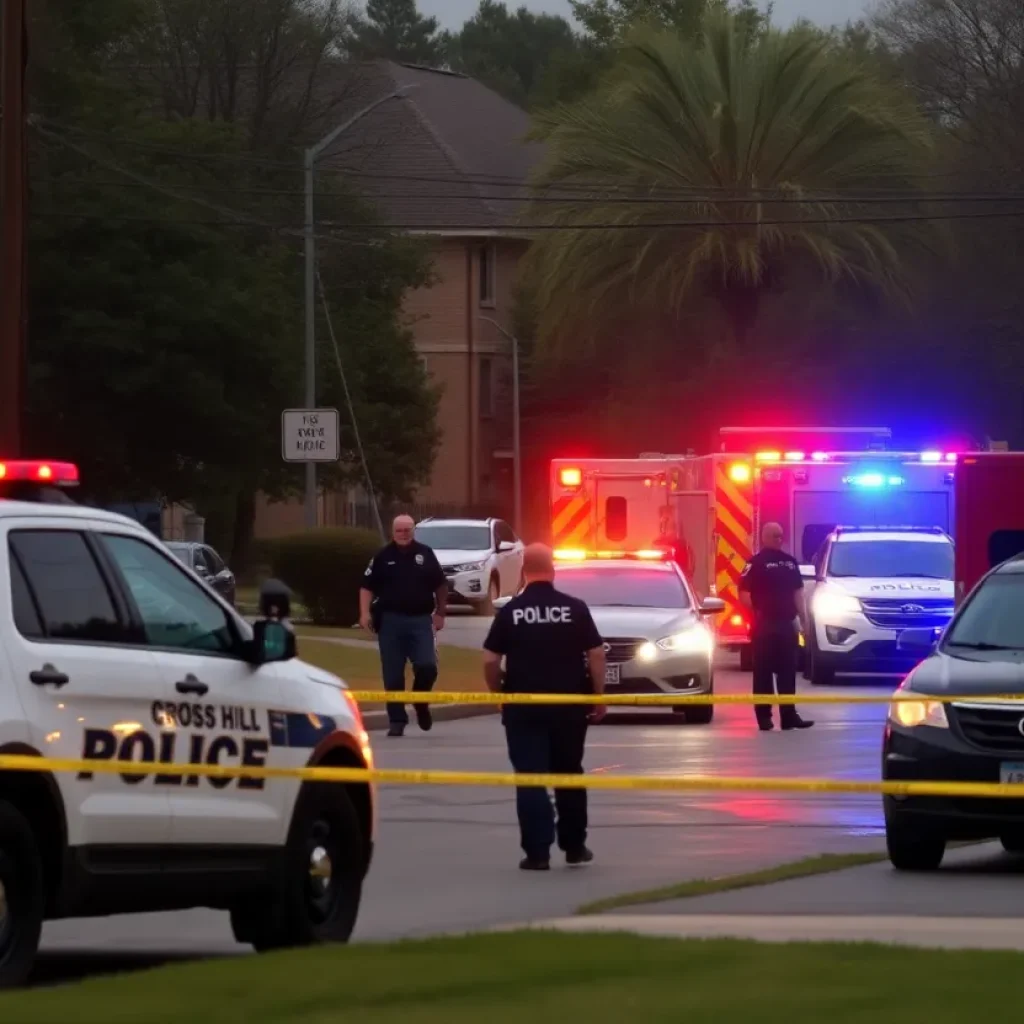 Police and emergency vehicles at the scene of a shooting in Columbia.