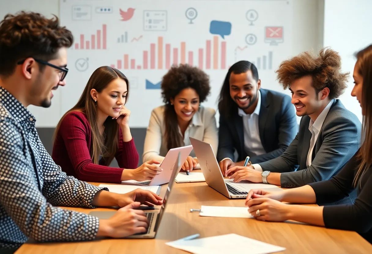 Professionals participating in a digital marketing tutorial