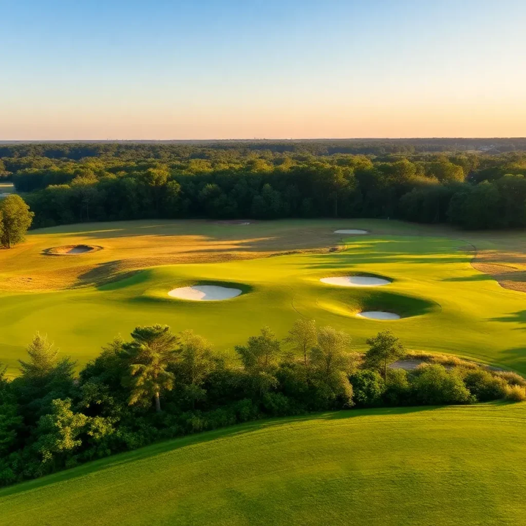 Beautiful golf course in South Carolina with rolling hills