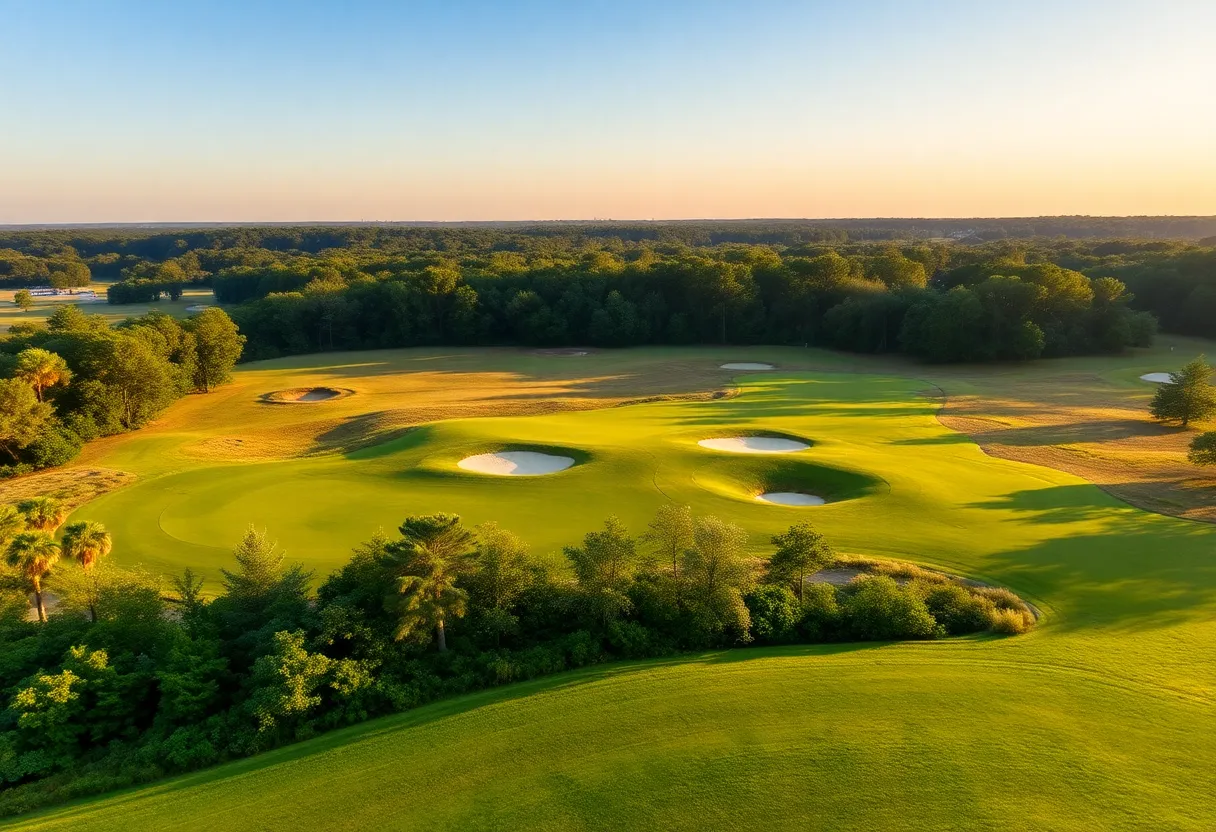 Beautiful golf course in South Carolina with rolling hills