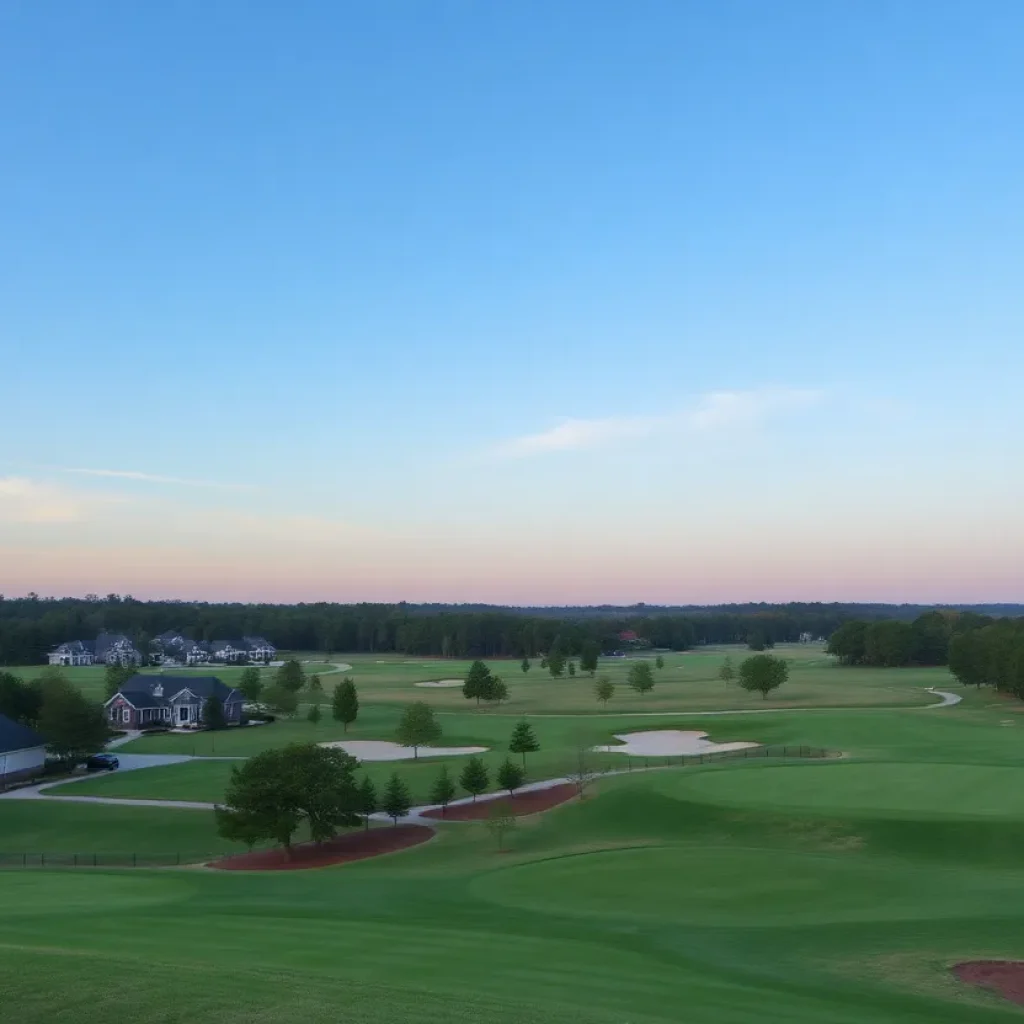 Scenic golf course in Lexington SC with homes and greens