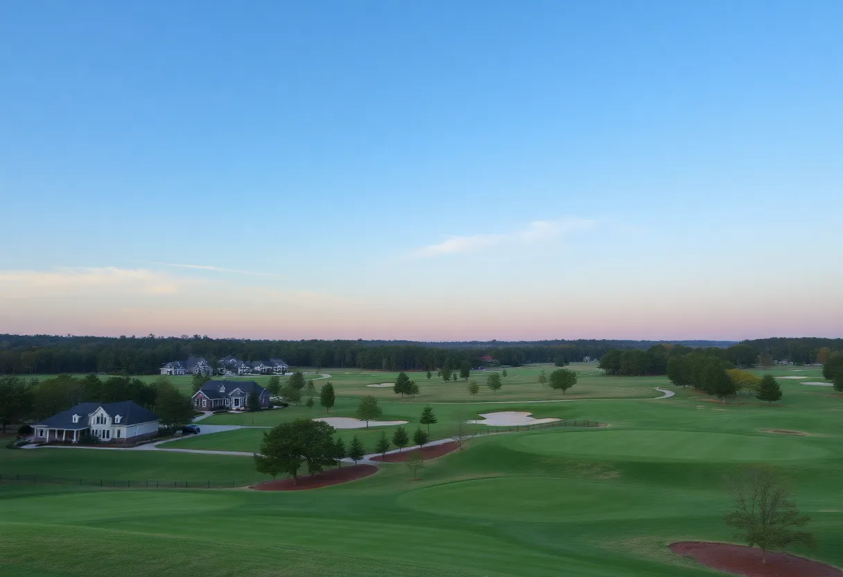 Scenic golf course in Lexington SC with homes and greens