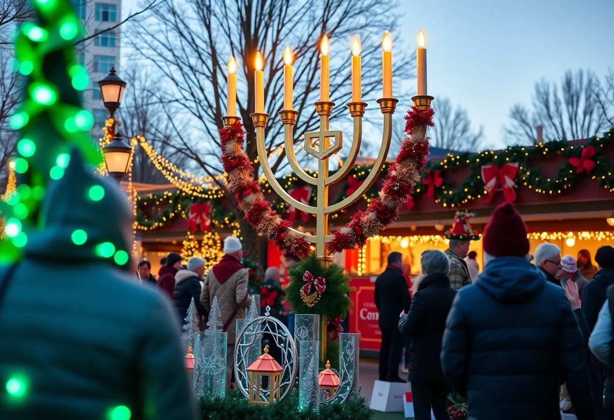 Community holiday display for Hanukkah in Columbia, MD